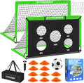 Skiennix Soccer Goals - Portable Backyard Soccer Nets for Kids | 2 Pack, 4x3/6x4 FT with Target, Balls & Cones
