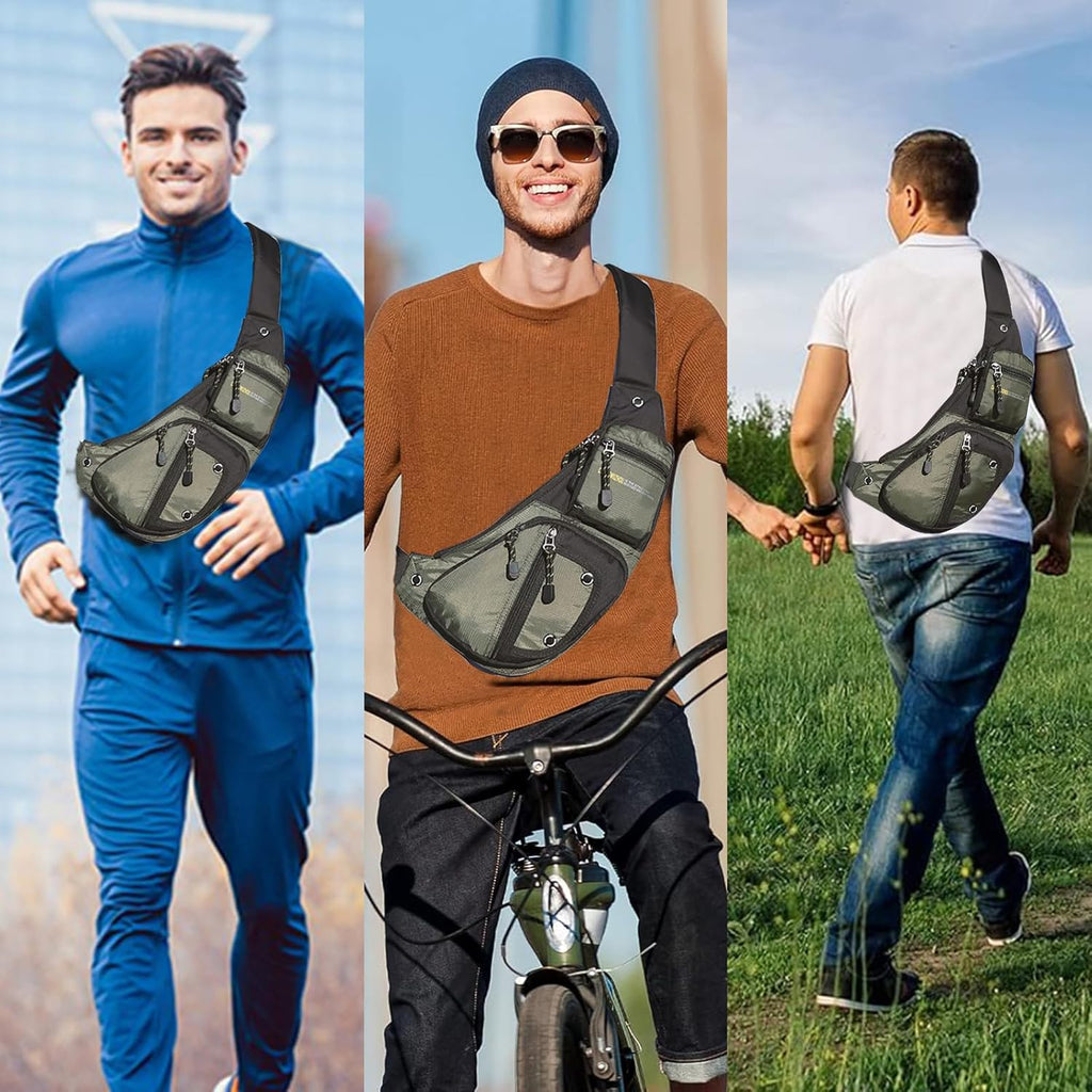 Skiennix Men's Sling Bag - Versatile Crossbody Shoulder Bag for Hiking & Travel - Green Color