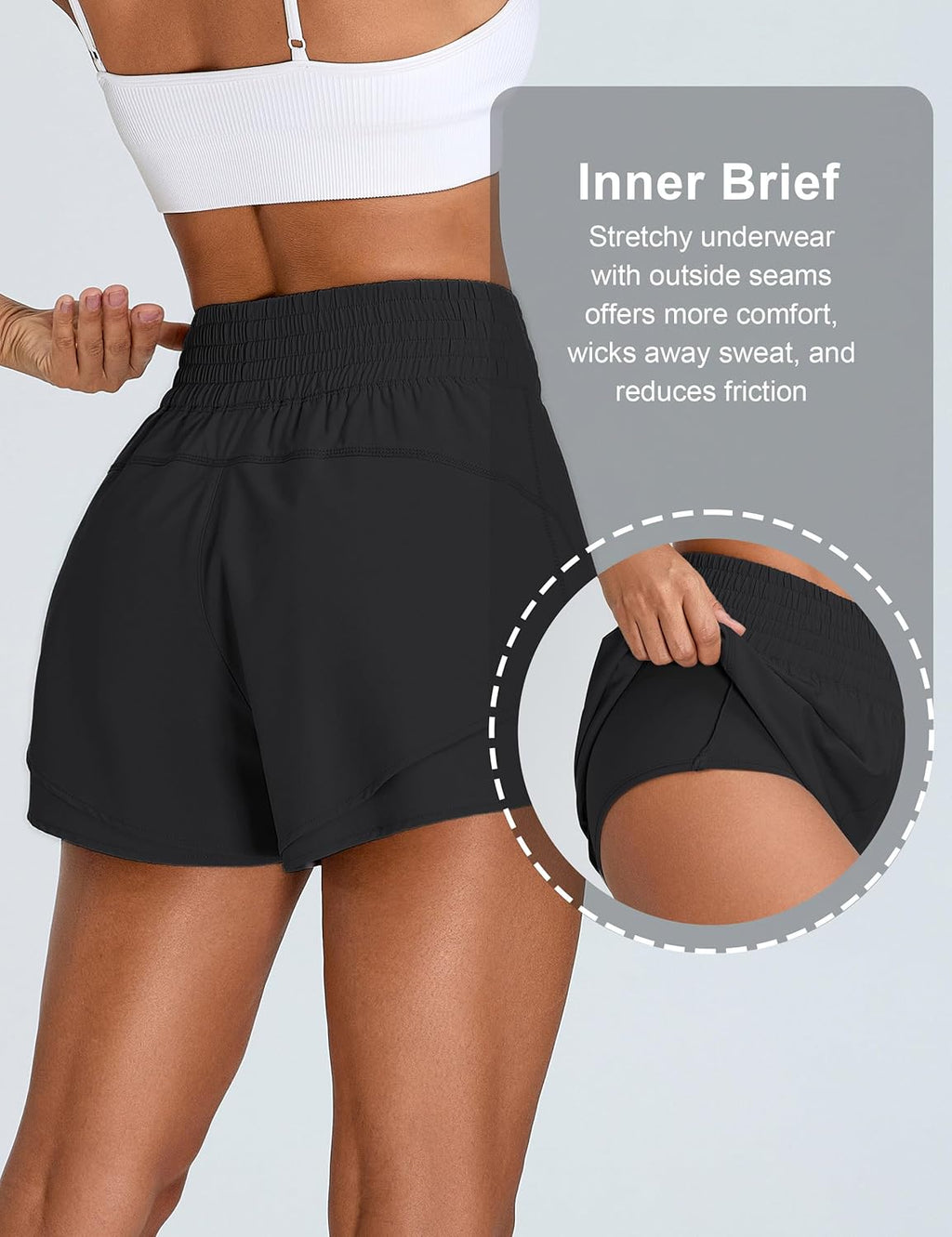 BMJL Women's Athletic Shorts - High Waisted 2.5" Running Shorts with Zipper Pocket | Sporty Yoga & Gym Wear