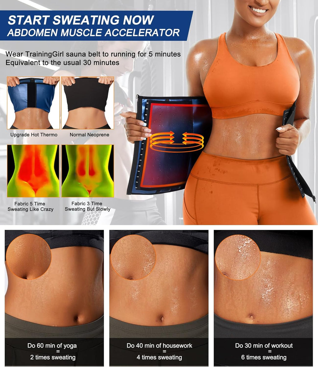 TrainingGirl Waist Trainer - Lower Belly Trimmer Corset for Effective Tummy Control | Sweat Belt for Workouts