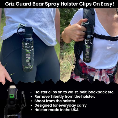 Bear Spray with Holster - Maximum Strength 7.9 oz | 40-Foot Range, EPA-Registered Bear Deterrent for Hiking & Camping