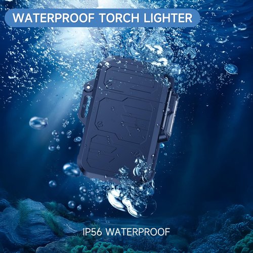 TOPAKY Torch Lighter, Waterproof Windproof Dual Flame Butane Lighter, Refillable Mini Gas Torch Lighter for Candle Fireworks Camping Hiking Tactical Gear (Not Prefilled)