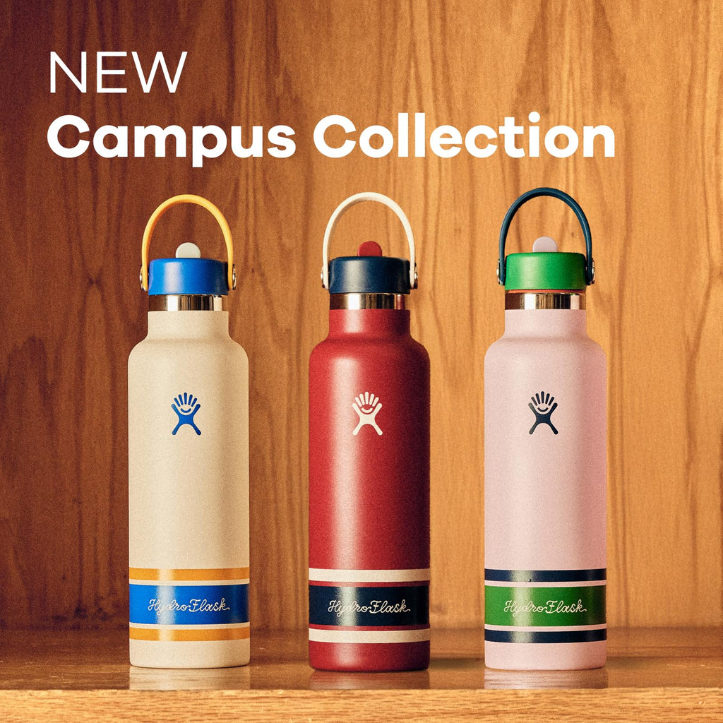 Hydro Flask Water Bottle - Insulated Stainless Steel - Standard Mouth Flex Straw Lid, Non Spill, Leakproof and Refillable in 21 Oz Campus Pink