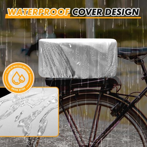 Bike Basket Rear with Cargo Net and Liner Large Bicycle Basket Electric Bicycle Basket Rear Ebike Large Rear Bike Basket Rack with Waterproof Cover Cargo Net