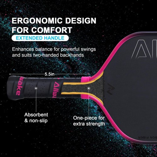 ALLWAKE Pickleball Paddles - Carbon Fiber Paddle with Advanced Foam Core Pickleball Rackets - Lightweight Precision & Enhanced Shock Absorption for High Spin & Powerful Shots
