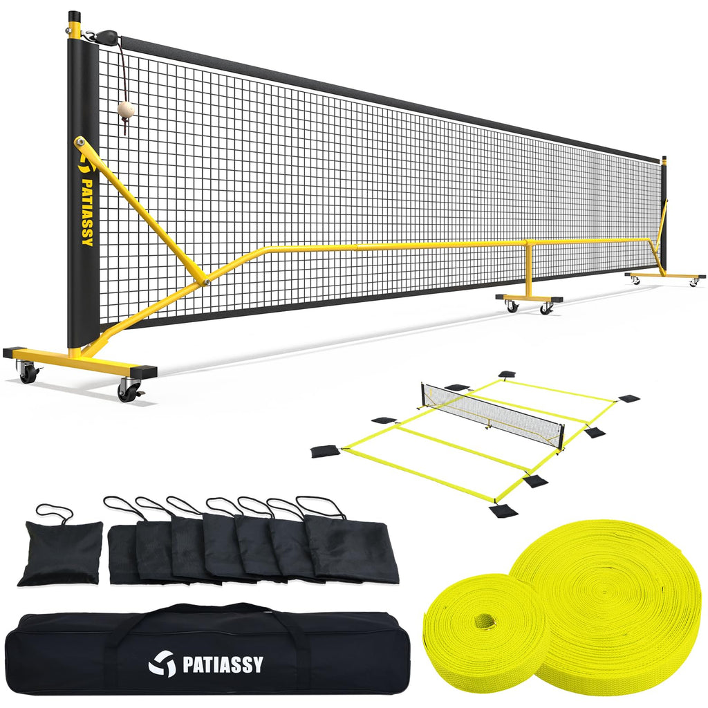 Patiassy Tournament-Grade Pickleball Net, IFP/USAPA Standards Regulation Size, Rust-Resistant Aluminum Frame with Tension System for Semi-Permanent or Mobile Use Blue