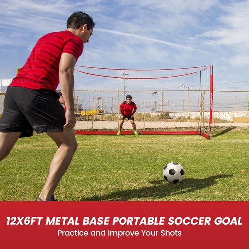 Bearwill Soccer Goal - 12X6FT Portable Soccer Net with Easy Setup & Upgraded Collapsible Base | Ideal for Backyard Practice