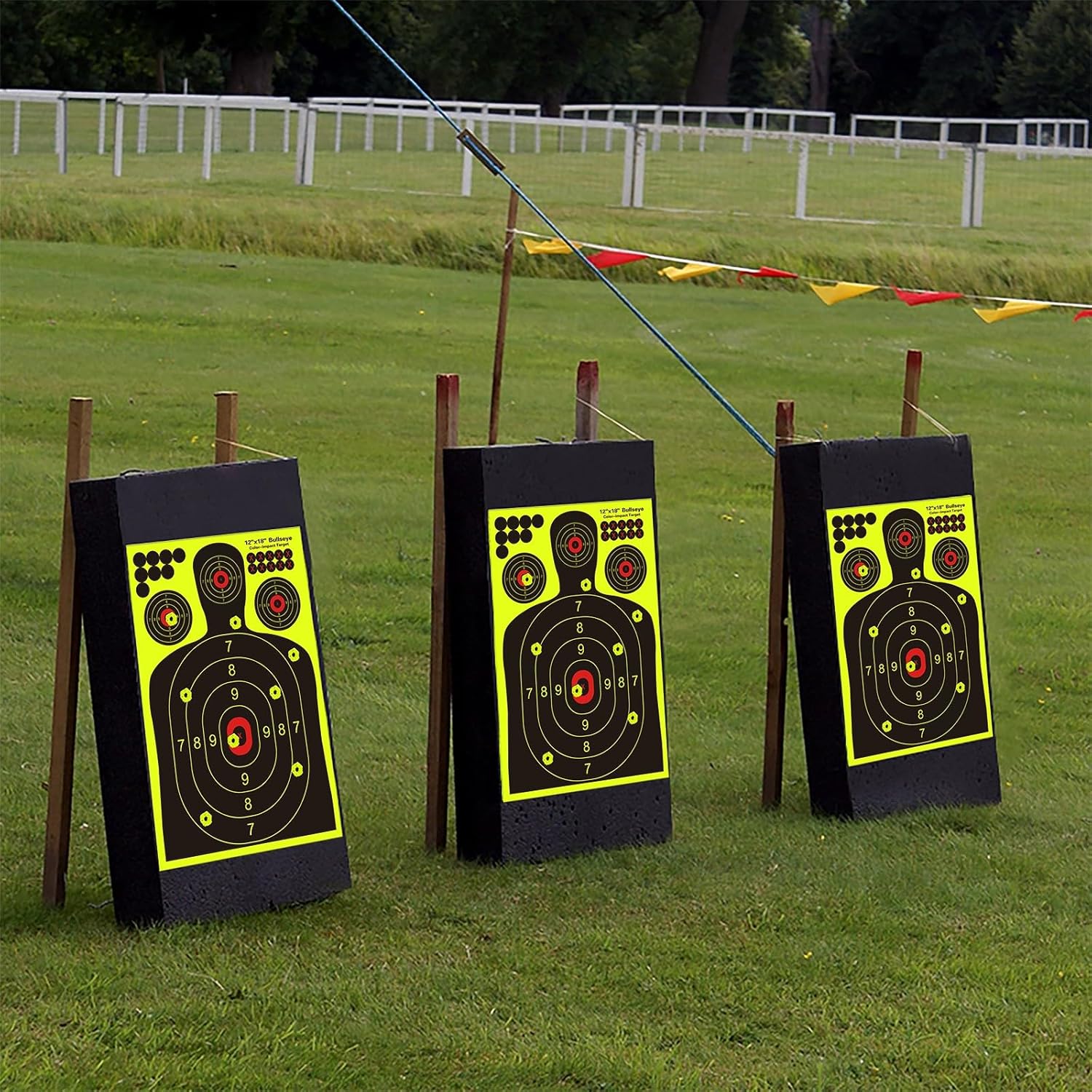 Skiennix Silhouette Splatter Targets - Bright Fluorescent Yellow for Easy Visibility | 12x18 Inch, 10/25/50/100 Pack