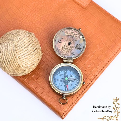 Brass Compass Vintage Finish Kelvin Hughes 100 Year Calendar Compasses Lid Compass Directional & Navigational Tool