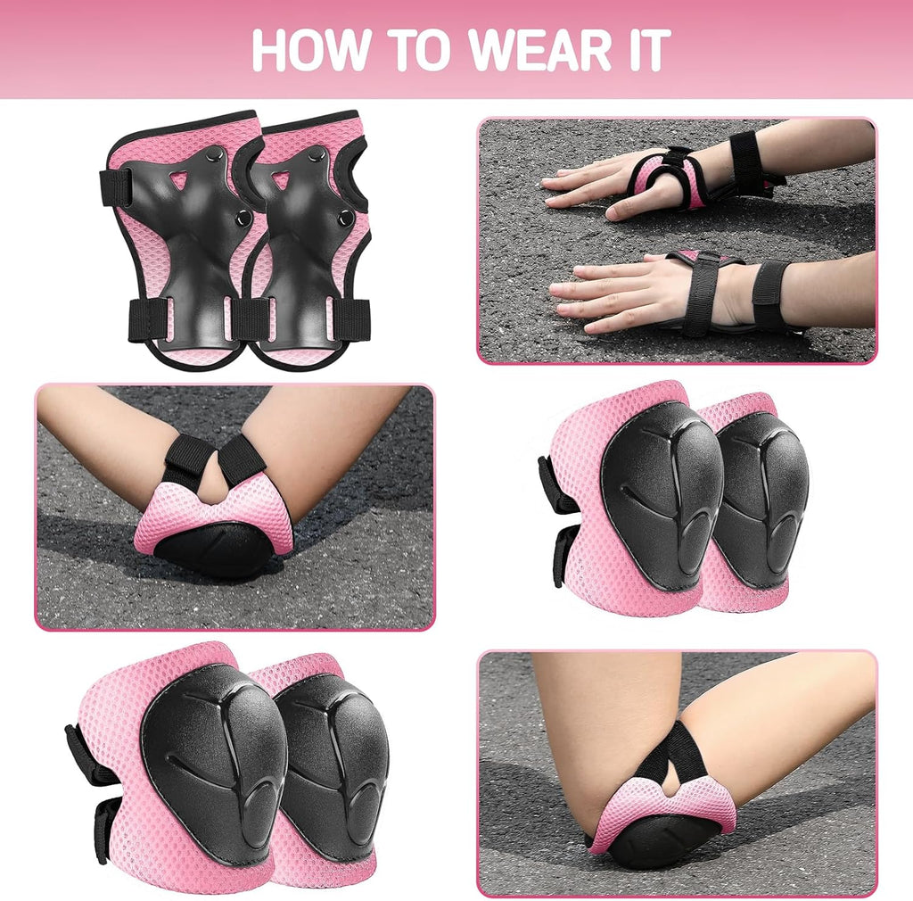 Wemfg Kids Protective Gear Set - 3-in-1 Knee, Elbow Pads & Wrist Guards for Ages 3-14 | Ideal for Skating & Cycling