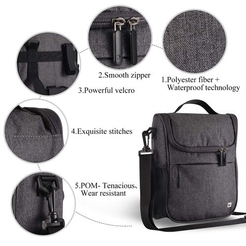 CamGo Handlebar Bag for Bike Canvas Shoulder Bags Small Handbag Cycling Front Basket Bicycle Top Tube Storage Pack with Rain Cover Grey