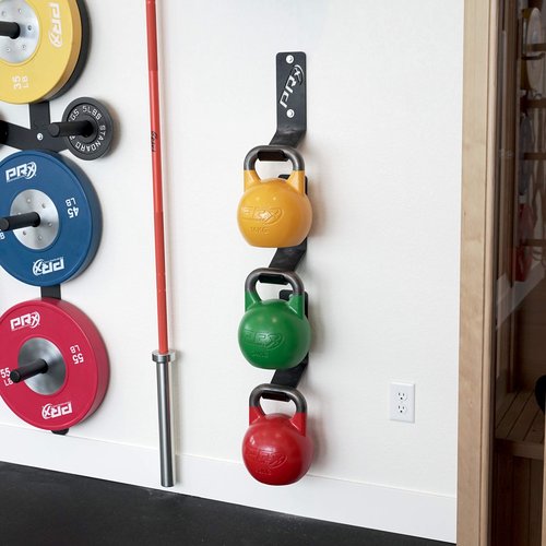 PRx Performance Kettlebell Storage Holders (2 Pack), Wall Mounted Kettle Bell Holder Hanger, Space Saving Home or Commercial Gym Accessory, USA Made Steel with Black Powder Coating…