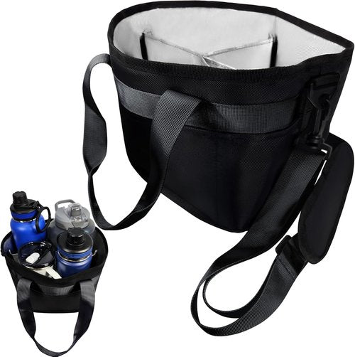 Insulated 4 Cup Drink Carrier Tote - 1680D Fabric Reusable Coffee Cup Bag with Adjustable Dividers | Portable Caddy for Hot & Cold Beverages