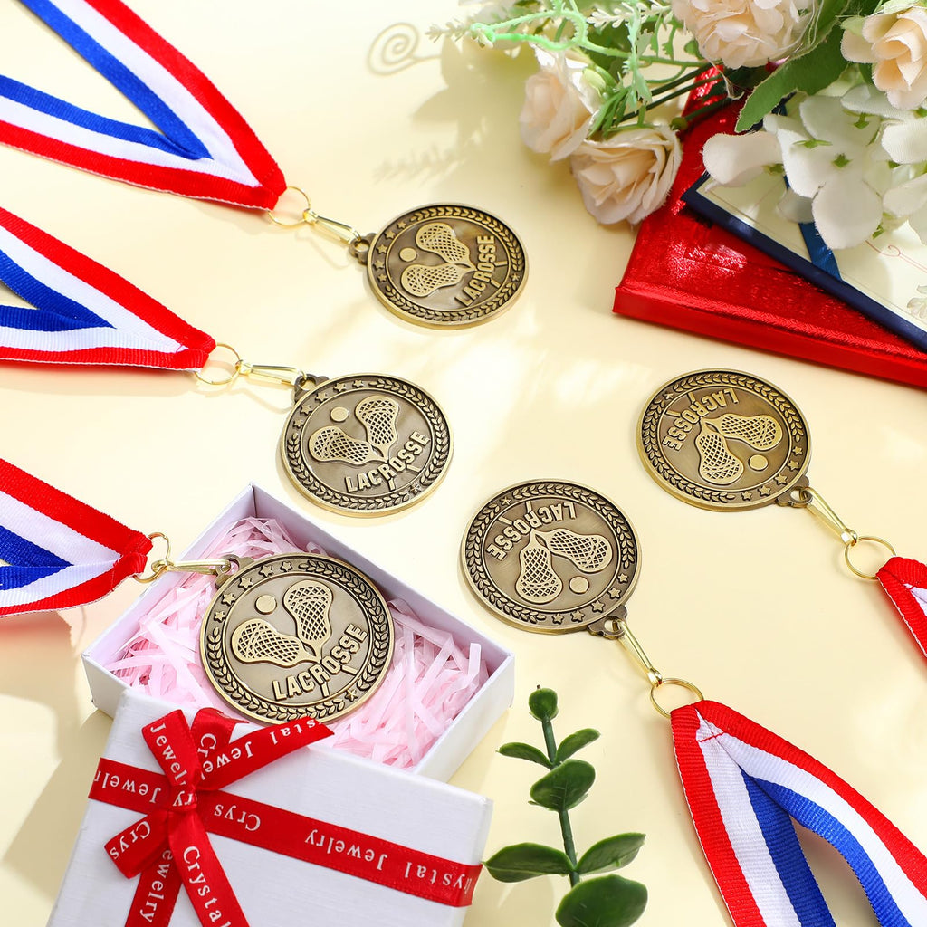 Remuuly 30 Pcs Gold Medals Bulk 2'' Basketball Soccer Baseball Volleyball Football Lacrosse Kickball Cheer Bowling Trophy Medals for Awards for Sports Participation Winner Gift(Gold,Lacrosse)
