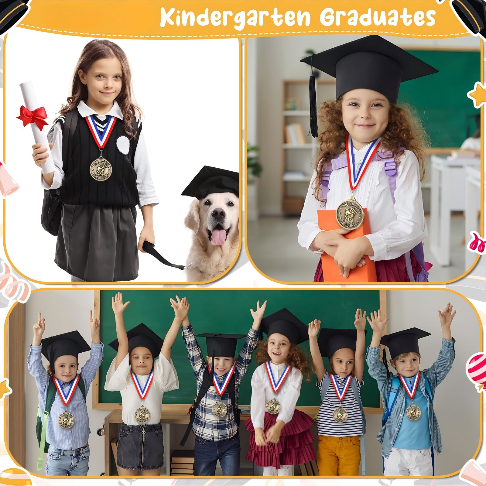 Remuuly 30/60 Pcs Kindergarten Graduation Award Medals for Kids 2'' Preschool Award Medallion with Neck Ribbon Congrats Graduation Gifts for School Student Party Favor(30 Pcs,Bear)