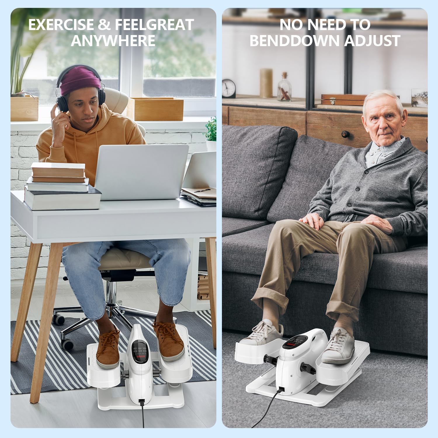 Under Desk Elliptical Machine - Portable Mini Leg Exerciser for Seniors | Quiet Electric Foot Pedal for Home Office