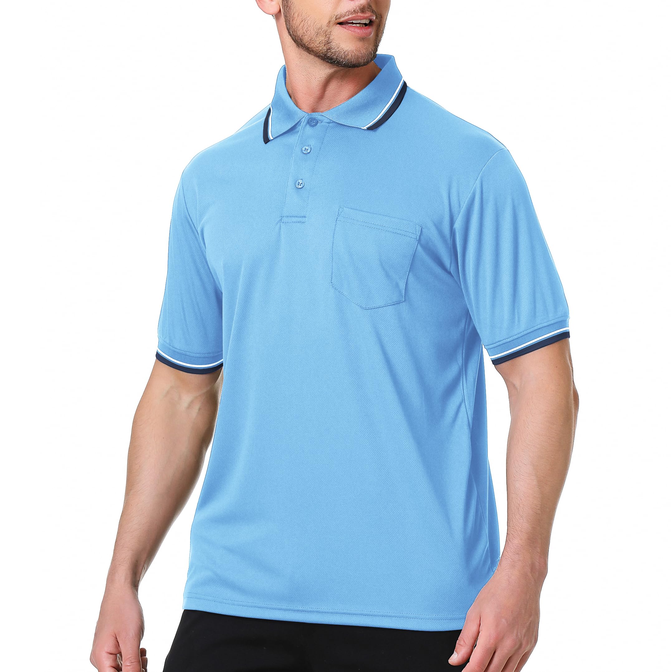 TopTie Baseball and Softball Referee Shirt Short Sleeve Polo Shirt Umpire Jersey-Blue-4XL