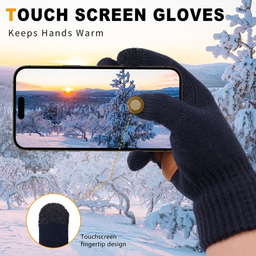 Sofier Winter Hat Fleece Lined Beanie with Earflap Neck Warmer Scarf Touchscreen Gloves Warm Knit Set for Men Women