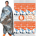 Emergency Thermal Blankets - 6 Pack Extra Large Mylar Survival Blankets | 84” x 64” Silver Foil for Camping & Hiking