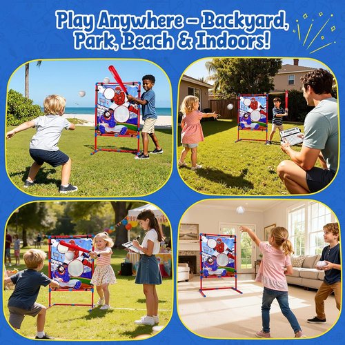 JoyCat Baseball Games for Kids - Adjustable Height T-Ball Practice Equipment with 4 Soft Balls