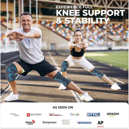 Modvel Compression Knee Brace - 2 Pack Support Sleeves for Men & Women | Pain Relief for Running & Sports