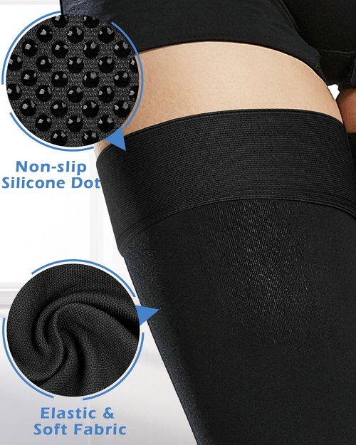 Ailaka Medical Compression Stockings for Women Men, Thigh High Footless 20-30mmHg Graduated Compression Socks with Silicone Band for Varicose Veins, Edema, Post-Surgery