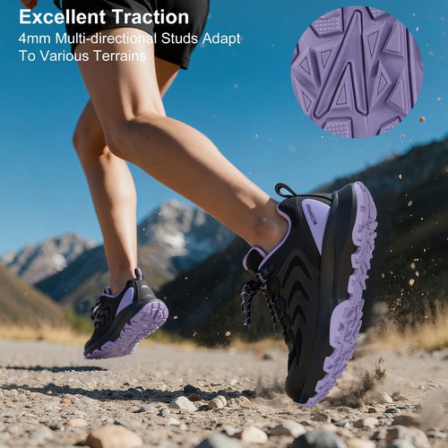 Women's Waterproof Hiking Shoes Lightweight Comfortable Outdoor Walking Trails Sneakers Black