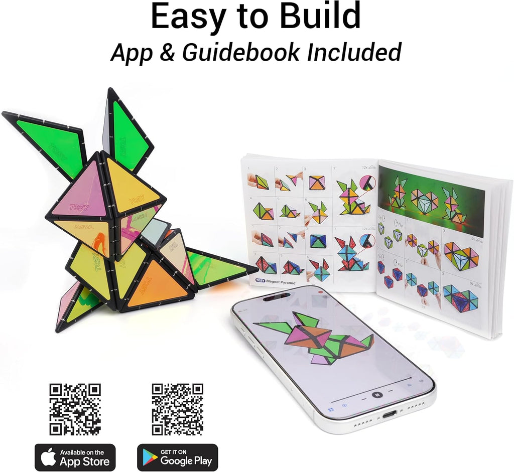 TOSY Magnet Pyramid Fidget Cube - Transforms into 1 Billion Shapes, Holographic Design | Perfect Gift for All Occasions