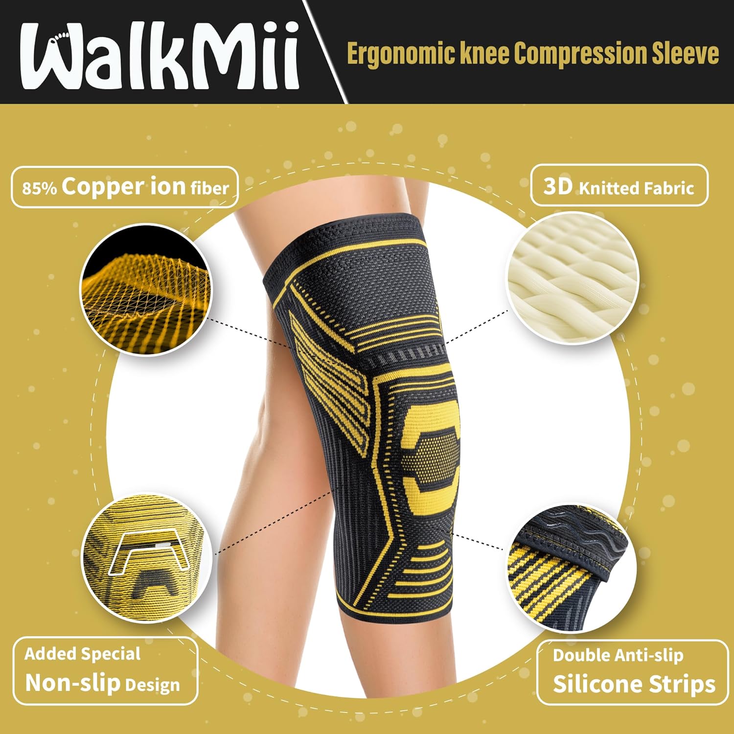 Skiennix Copper Knee Braces - Compression Sleeves for Pain Relief & Recovery | 2-Pack, XL
