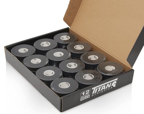12 Pack Black Athletic Tape (45ft Rolls) - Athletes Trainers Injuries & First Aid - Premium Medical Sports Tape - Wrap & Support Ankles & Wrists - Easy Tear Design with Zinc Oxide & No Sticky Residue