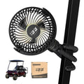 10L0L Golf Cart Fan - Universal Mount, 8000mAh Battery, 3-Speed Fan, LED Light, 56-Hour Runtime, Reverse Charging Function for Yamaha EZGO Club Car Golf Cart, Black