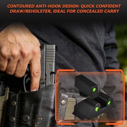 Lukvcoe Tritium Handgun Sight, High-Visible Front & Rear Night Sights for Glock 17, 17L, 19 to 35, 37, 38, 39, 40 and 41 Handguns Models, with Self Luminous Low-Light Tritium Dots.