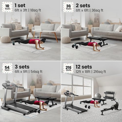 Bemaxx Gym Mats Set - 18 Pcs EVA Interlocking Foam Tiles for Home Workout | 18 Sqft Protective Flooring