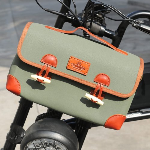 TOURBON Canvas Bike Basket Bicycle Front Bar Bag