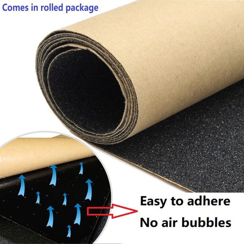 ZUEXT 10.6" x 49.2" Black Skateboard Grip Tape Sheet, 80 Grit Bubble Free Waterproof Scooter Grip Tape, Anti Slip Longboard Griptape, Sandpaper for Rollerboard Stairs Pedal Wheelchair Steps (125x27cm)