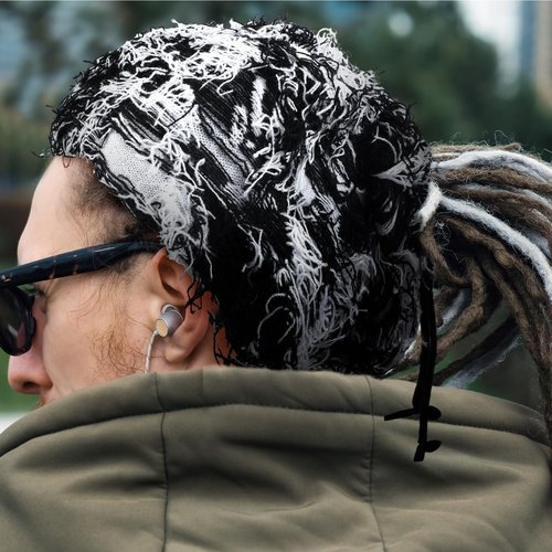 Cozypower 2 Pcs Unisex Distressed Dreadlock Beanie Hat Rasta Cap Winter Open Turban Dread Hair Wraps for Men Women(Black and White,Classic)
