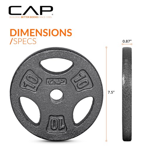 CAP Barbell Standard 1-Inch Grip Weight Plates 10 lbs BLACK, Pack (x4)