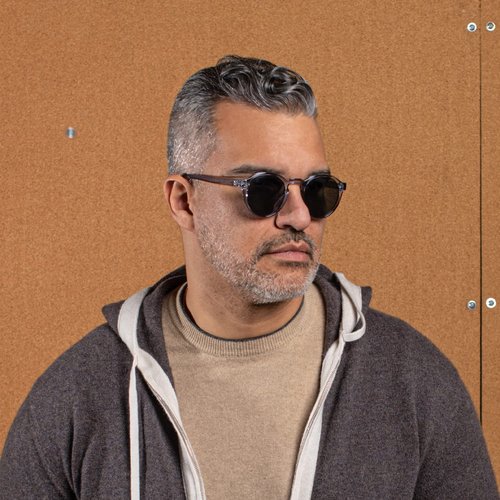 Kolo Harrison Premium Italian Sunglasses, Classic Round Style, Crystal Grey