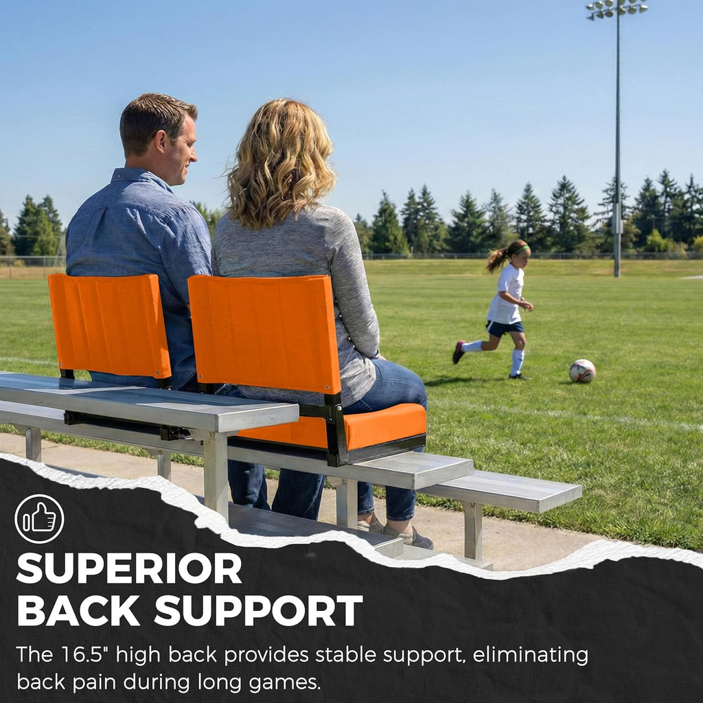 Sport Beats Stadium Seats - Padded Bleacher Chair with Back Support & Shoulder Strap | Orange, 1pc Regular - 17"W x 12"D x 16.5"H