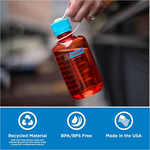 Nalgene 16 oz Narrow Mouth Water Bottle - BPA-Free, Durable & Leak Proof | Endive with Fuchsia Purple