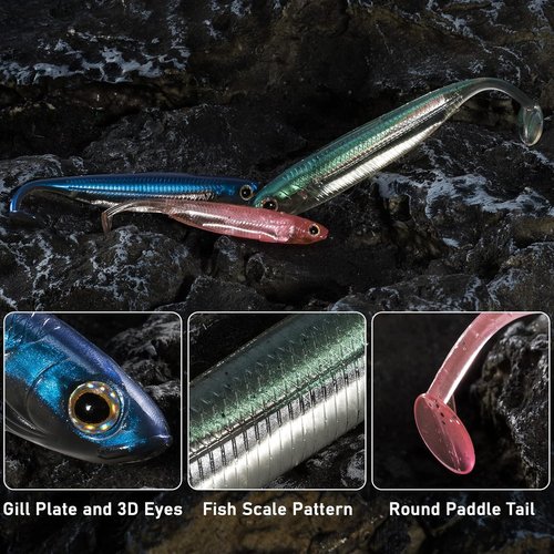 Dr.Fish Paddle Tail Swimbaits - Soft Fishing Lures for Bass | 2.75-4.75 Inches, Freshwater & Saltwater