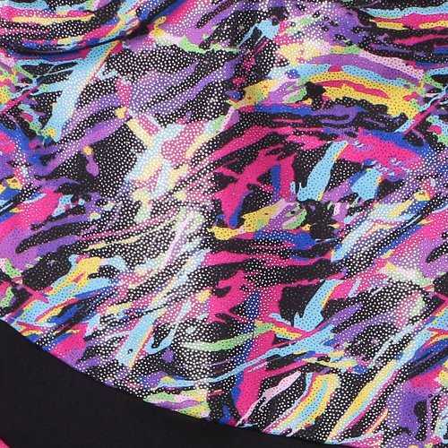 HOZIY Gymnastics Leotards for Girls - Snowflake Ribbon Design in Blue, Purple & Hot Pink Sparkle