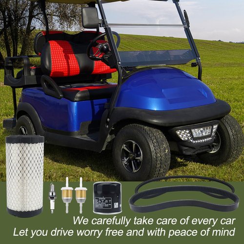 RARAYC Golf Cart Tune Up Kit Compatible with Club Car Precedent 2004-Up (FE350 Kawasaki Motor) Includes Air/Oil/Fuel Filters NGK Spark Plug Drive & Starter Belts