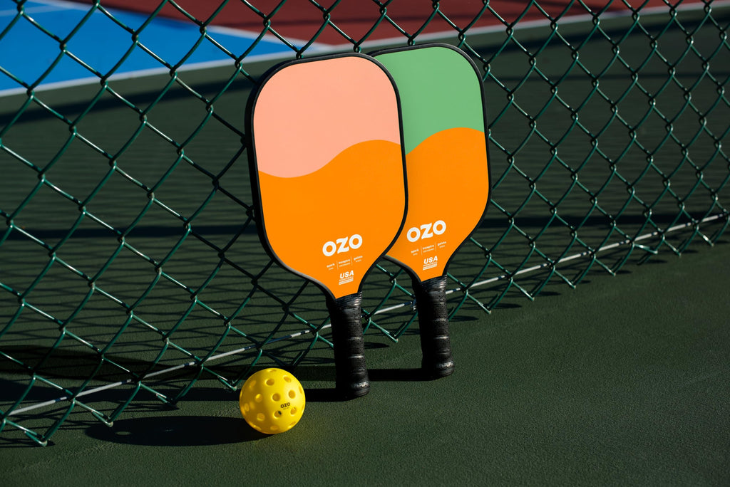 OZO Pickleball - Set of 2 Paddles + 4 Balls - Spark Inceptra Gelato (Beginner Control) +Indoor & Outdoor Balls + Carrying Bag