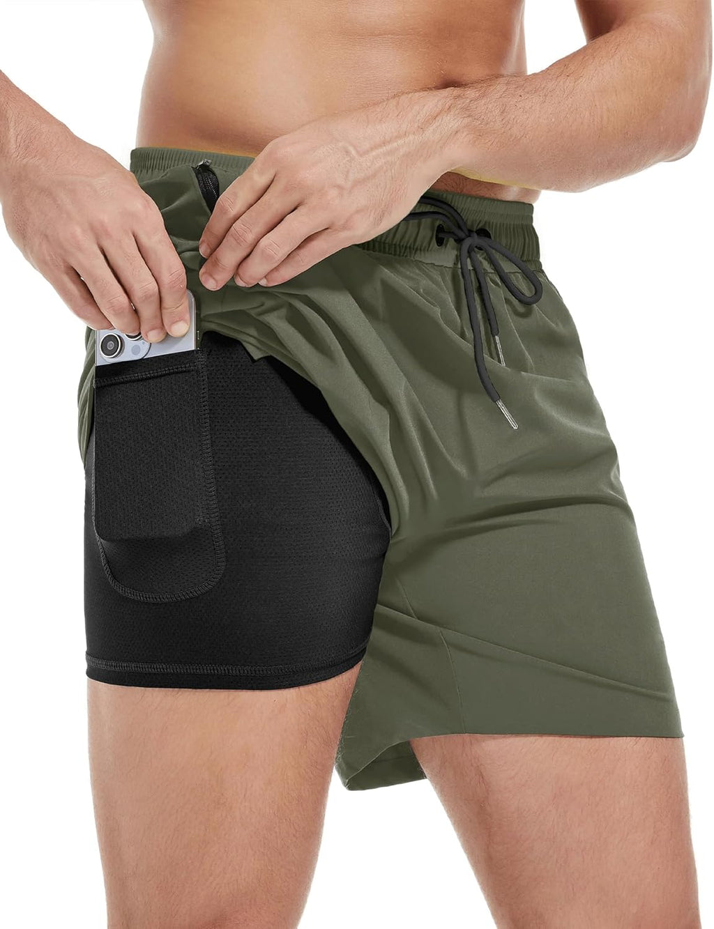 Skiennix Men's 5-Inch Gym Shorts - Lightweight Quick-Dry Athletic Wear for Running & Hiking