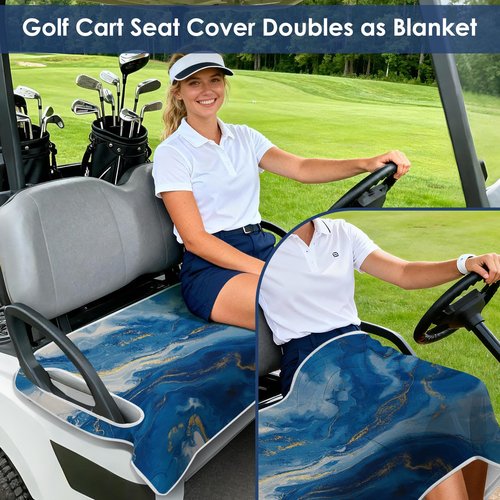 Roneenz Golf Cart Seat Covers - Blue Watercolor Golf Cart Seat Towel Blanket, Keeps Seat Comfortable, Soft and Comfortable, Suits Club Car and 2-Seat Golf Carts, 51" x 31"