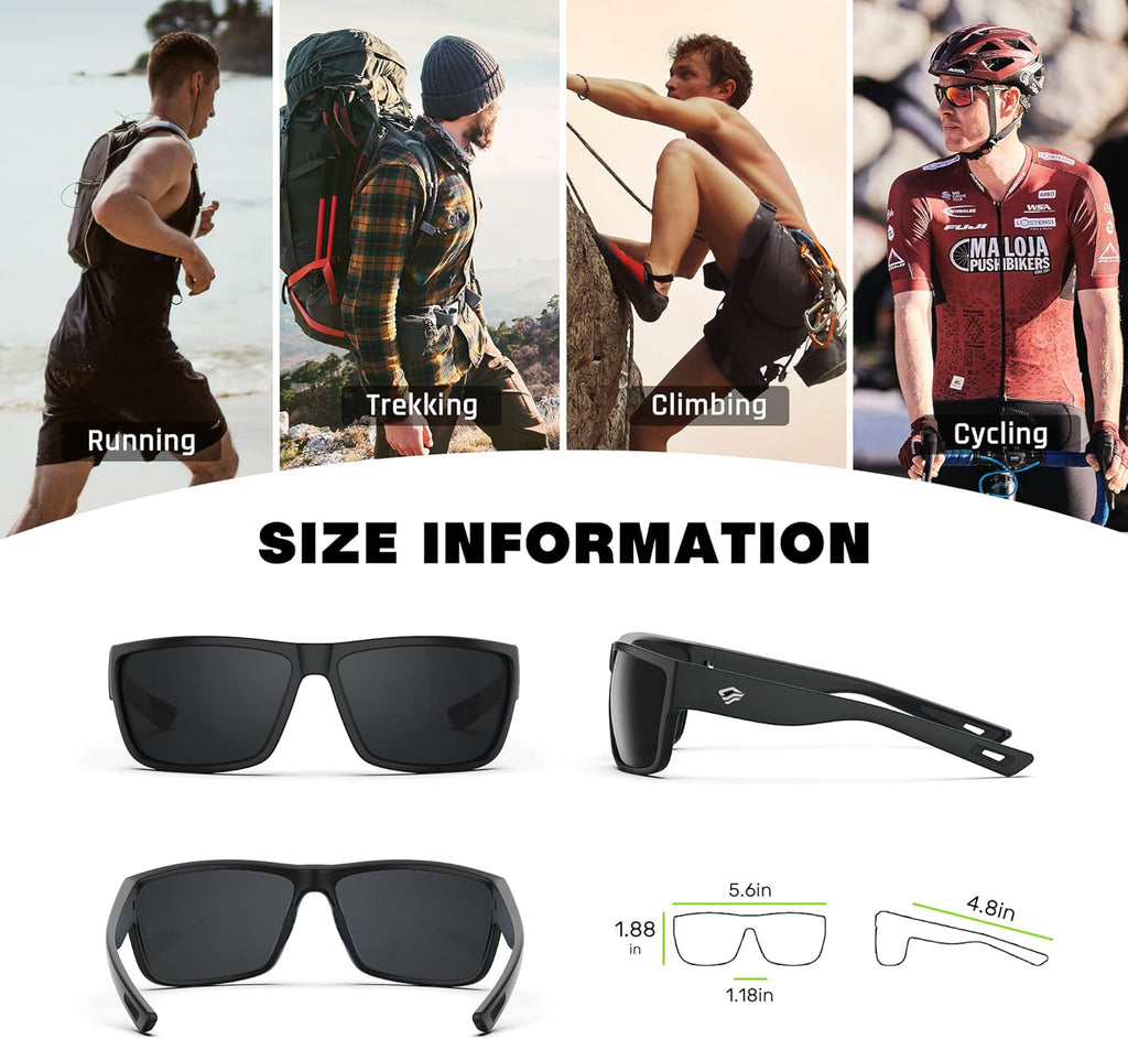 TOREGE Polarized Sports Sunglasses - Unisex Cycling, Running, Golf & Fishing | TR26 Model
