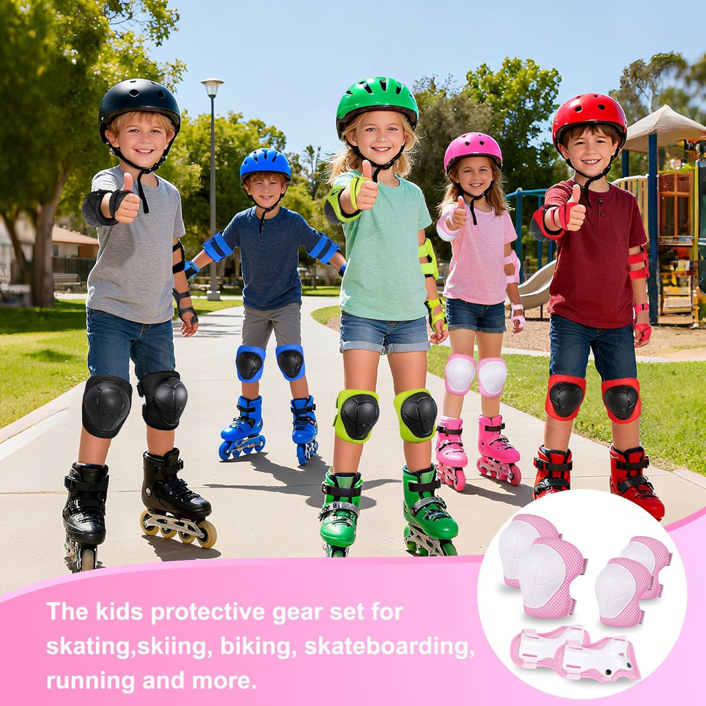 Skiennix Kids Protective Gear Set - Knee Pads, Elbow Pads & Wrist Guards | 3-14 Years, Ideal for Skateboarding, Skiing & Cycling