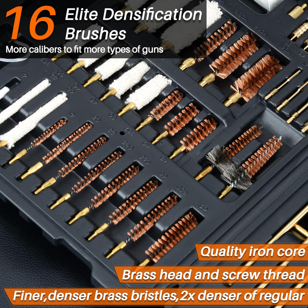 BOOSTEADY Pro Gun Cleaning Kit Universal Gun Cleaning Kit Handgun Shotgun Cleaning Kit for All Guns with High-end Denser Brass Brushes, Mops, Jags, Reinforced Rods