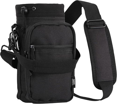 Nuovoware Insulated Water Bottle Carrier - 40oz Flask Holder with Adjustable Strap & 2 Pockets for Hiking | Climbing
